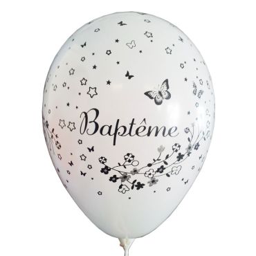 Lot de 8 Ballons Baptême Blanc Fille