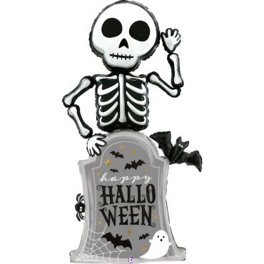 Ballon squelette avec pierre tombale Halloween | jourdefete.com