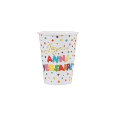 10 gobelets anniversaire ballons multicolore | jourdefete.com