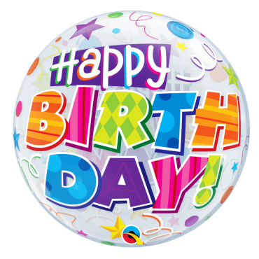 Ballon en Latex Sphérique Transparent - "Happy Birthday" - Multicolore Ballon en Latex Sphérique Transparent - "Happy Birthday" - Multicolore