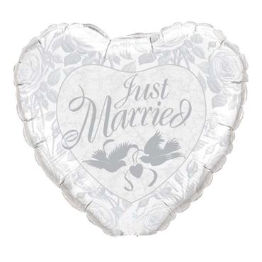 Ballon Hélium Géant "Just Married" Argent - 91cm
