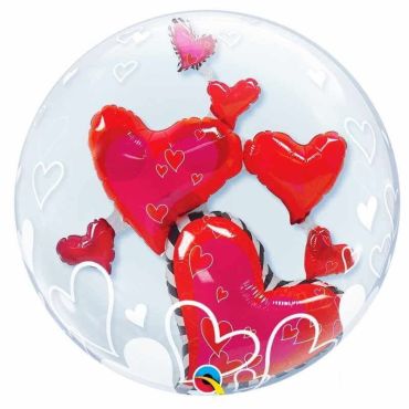 Ballon Héllium Bubble avec Coeurs Flottants|jourdefete.com Ballon Héllium Bubble avec Coeurs Flottants|jourdefete.com