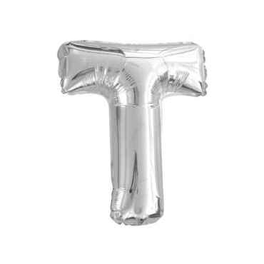 Ballon métallique argenté - Lettre "T"