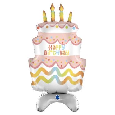 ballon aluminium gâteau d'anniversaire à poser de 97 cm | jourdefete.com