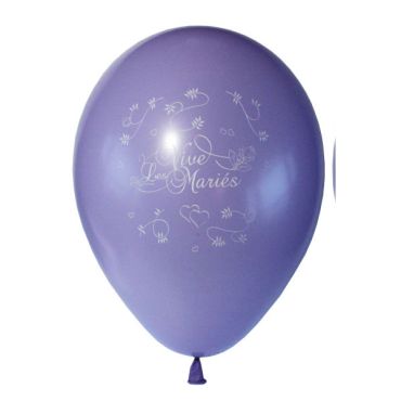 10 Ballons Vive les Mariés Couleur Lilas
