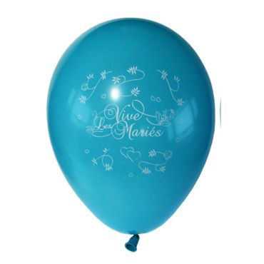 10 Ballons Vive les Mariés Couleur Turquoise