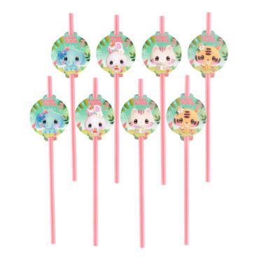 Lot de 8 pailles en papier avec personnages Bangoberry pour anniversaire enfant | jourdefete.com