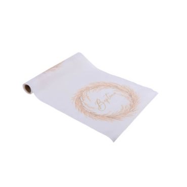chemin de table en tissu bapteme pampa | jourdefete.com