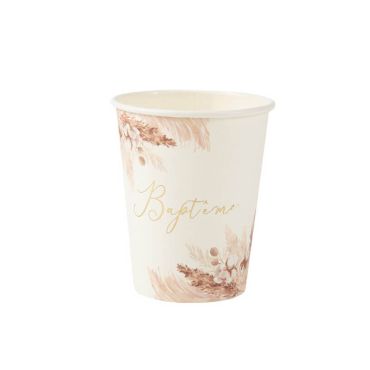 8 Gobelets en carton - Collection Pampas, Fleurs de Coton et Or