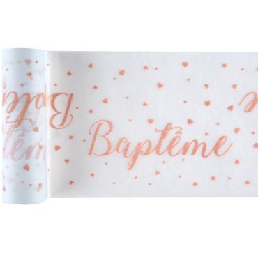 Ruban de Table Baptême – Corail | jourdefete.com