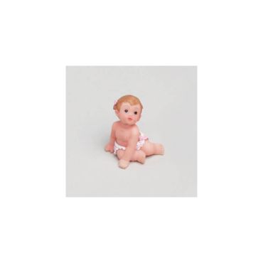 Lot de 2 figurines pour baptême - 3,5 cm - Bébé Fille | jourdefete.com