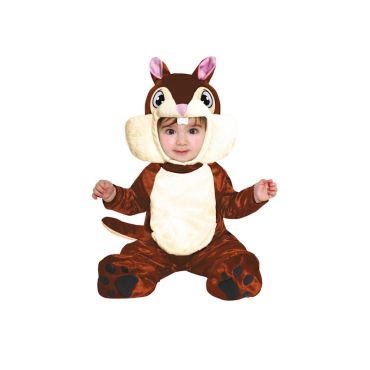Bébé déguisé en écureuil avec capuche et pattes marron | jourdefete.com