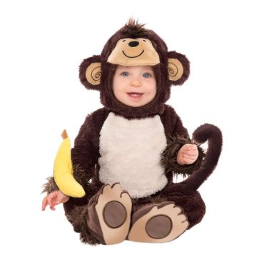 Déguisement bébé singe en peluche marron avec capuche et fausse banane | jourdefete.com Déguisement bébé singe en peluche marron avec capuche et fausse banane | jourdefete.com