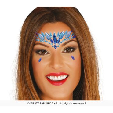 Bijoux adhésifs visage bleus scintillants | jourdefete.com