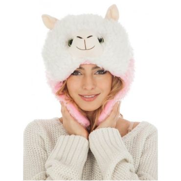 Bonnet Adulte - Lama - Blanc et Rose | jourdefete.com Bonnet Adulte - Lama - Blanc et Rose | jourdefete.com