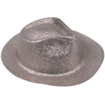 chapeau borsalino de déguisement argenté