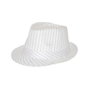 Chapeau Borsalino Blanc Rayures Noires - Taille Unique