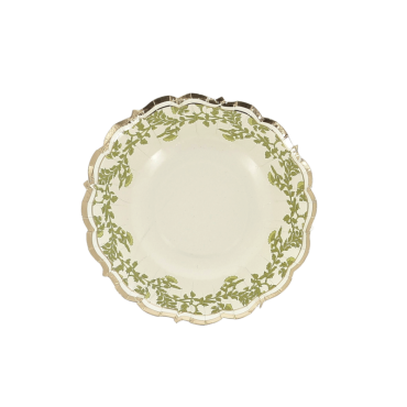 Bols Botanica Verde 13,5 cm crème, pistache et or – lot de 8 | jourdefete.com