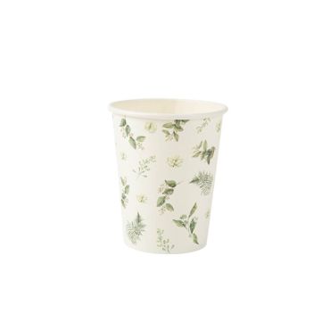 8 gobelets en carton de la collection botanique vert et or
