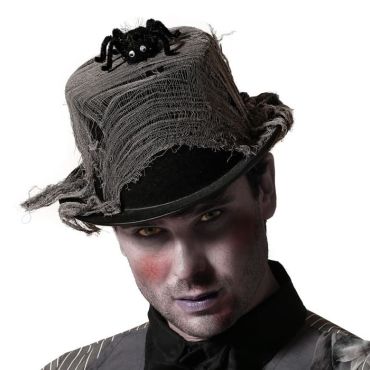 Chapeau noir avec toile d’araignée et araignée en peluche pour Halloween | jourdefete.com Chapeau noir avec toile d’araignée et araignée en peluche pour Halloween | jourdefete.com