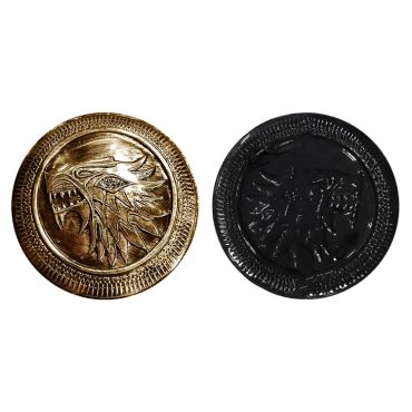 Bouclier Romain 44 cm avec tête de lion dorée et noire | jourdefete.com