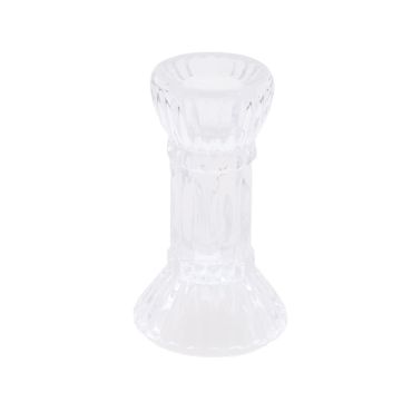 Tombez sous le charme de ce magnifique bougeoir en verre transparent de dimensions 6 x 12,5 cm | jourdefete.com