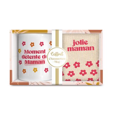 Coffret chaussettes et mug “Jolie maman” fête des mères | jourdefete.com