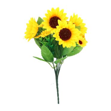 Bouquet de tournesols artificiels jaune et vert décoration fête | jourdefete.com