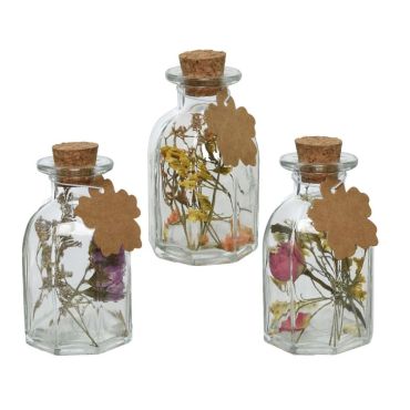 Bouteille en verre avec fleurs séchées - 10 cm - Modèle au choix | jourdefete.com