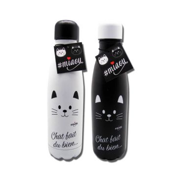 bouteille isotherme chat miaou | jourdefete.com