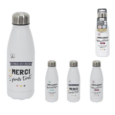 Bouteille isotherme scolaire merci modèle au choix