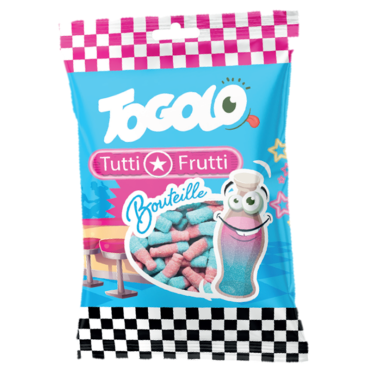 Bonbons bouteilles rose et bleue goût tutti frutti Togolo 125g | jourdefete.com