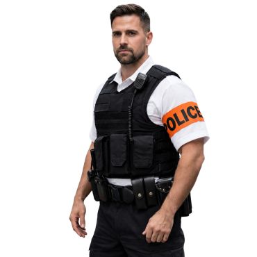 Brassard orange fluorescent Police pour déguisement d'agent des forces de l'ordre | jourdefete.com Brassard orange fluorescent Police pour déguisement d'agent des forces de l'ordre | jourdefete.com