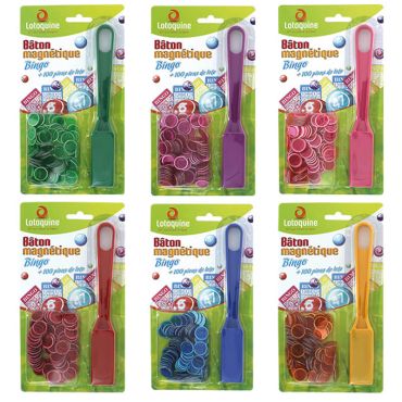 Bâton Magnétique Bingo + 100 Pions - Coloris au choix