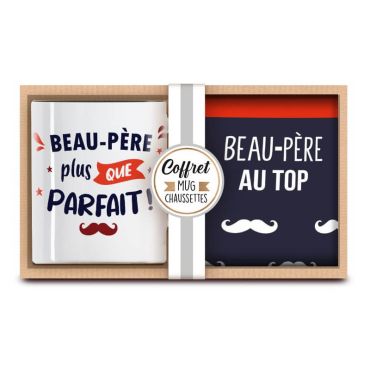 Coffret cadeau mug chaussettes pour beau-père packaging