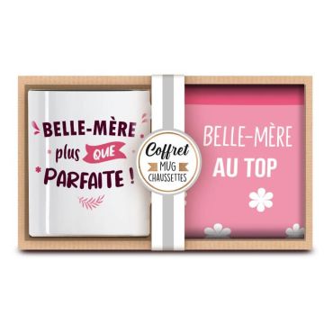 Coffret mug et chaussettes cadeau pour belle-mère packaging