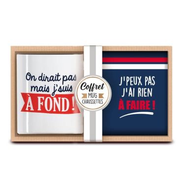coffret cadeau mug et chaussette rien a faire| jourdefete.com