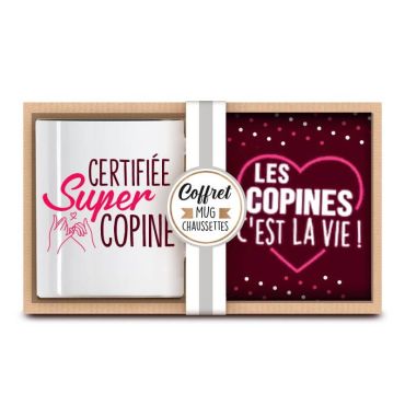 coffret cadeau mug et chaussette copines | jourdefete.com