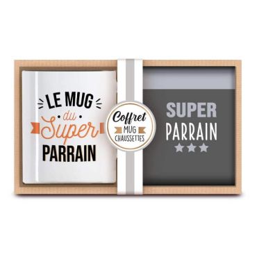 coffret cadeau mug et chaussette parrain | jourdefete.com