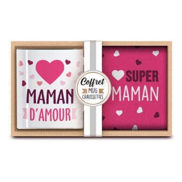 Coffret cadeau mug et chaussettes super maman | jourdefete.com