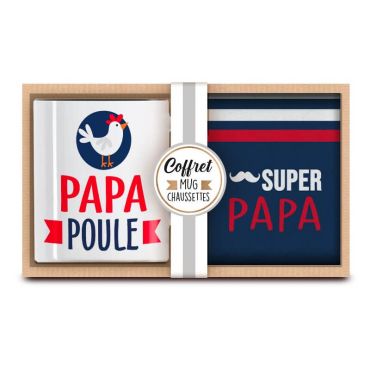 Coffret cadeau mug et chaussettes super papa | jourdefete.com