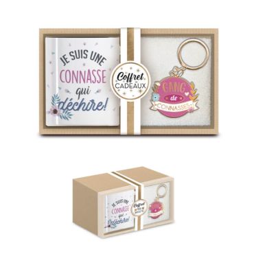 coffret cadeau mug et porte-clés connasse