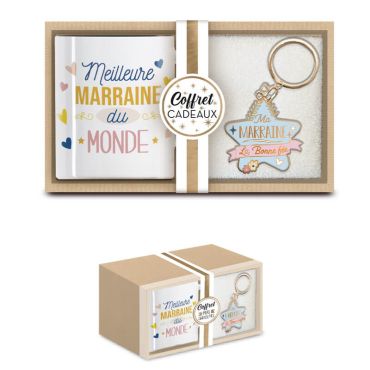 coffret mug et porte clés Marraine