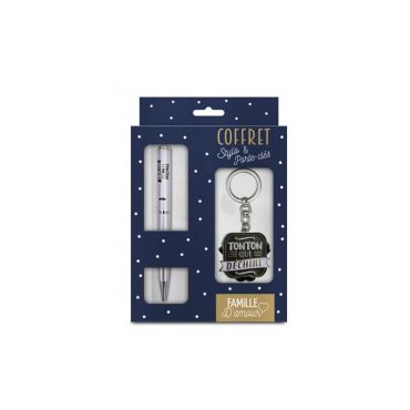 COFFRET STYLO + PORTE CLE "TONTON QUI DECHIRE"
