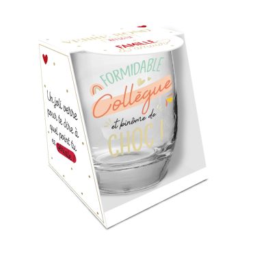 Verre avec message "Formidable collègue" pour un cadeau unique | jourdefete.com