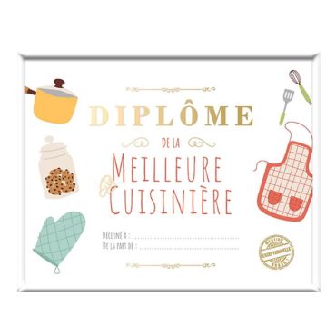 cadre diplôme meilleure cuisinière | jourdefete.com