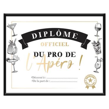 Cadre diplôme officiel du pro de l'apéro | jourdefete.com