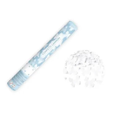 Canon à Confettis Papillons Blancs 40 cm pour mariage ou fête élégante | jourdefete.com