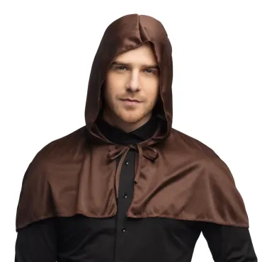 Homme portant une capuche marron de moine médiéval | jourdefete.com