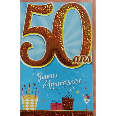 Carte d'Anniversaire Découp'âge Femme avec enveloppe - 50 ans